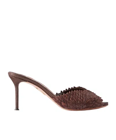 Aquazzura Raffia Mules In Multicolor