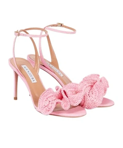 Aquazzura Raffia Sandals In Pink