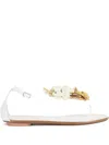 Aquazzura Marea Raffia And Leather Thong Sandals In White