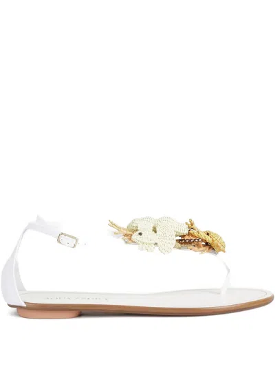 Aquazzura Raffia Sea-creature Sandals In White