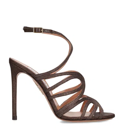 Aquazzura Raffia Serenade Heeled Sandals 105 In Multi