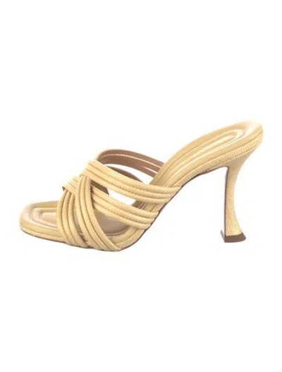 Pre-owned Aquazzura Raffia Slides In Neutral