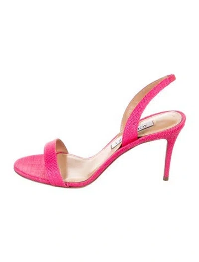 Pre-owned Aquazzura Raffia Slingback Sandals In Pink