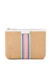 Aquazzura Raffia Stripe Clutch Bag In Neutral