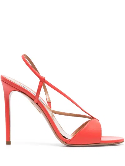 Aquazzura Sognare 105mm Leather Sandals In Red