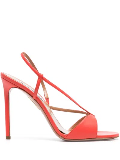 AQUAZZURA RED SOGNARE 105MM LEATHER SANDALS