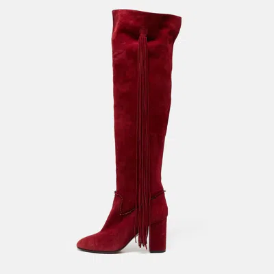 Aquazzura Red Suede Knee Length Boots