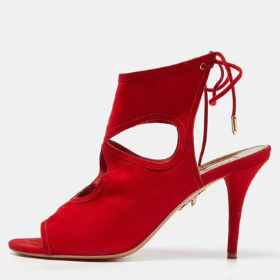 Aquazzura Red Suede Sexy Thing Cutout Sandals