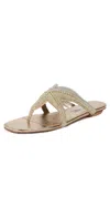 Aquazzura Reef Star Bead-embellished Metallic Leather Sandals