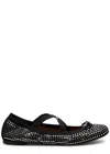 Aquazzura Shiny Disc Covered Ballet Flats In Black And Silver