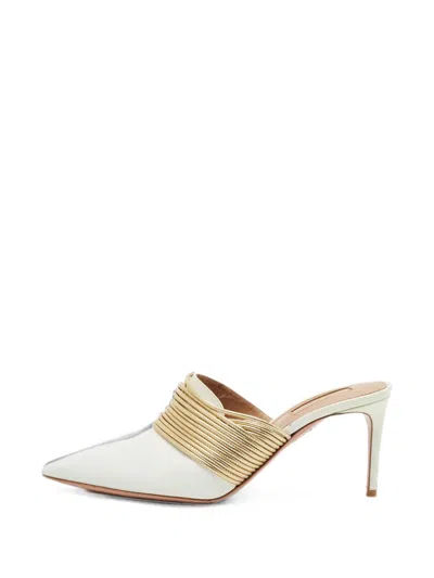 Pre-owned Aquazzura Rendez Vous Cord-detail Mules In White