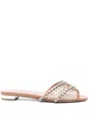 Aquazzura Crystal-embellished Temptation Slides In Neutrals