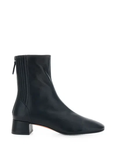 Aquazzura Ribbed-panel Zip-fastening Ankle Boots In Black