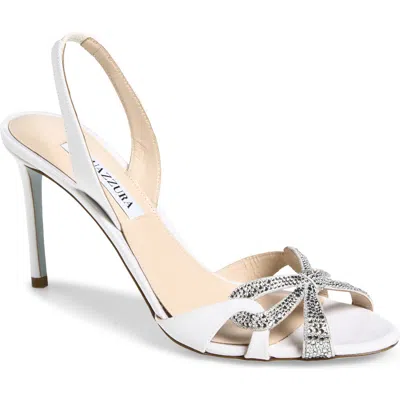 Aquazzura Ribbon Kiss Slingback Sandal In White