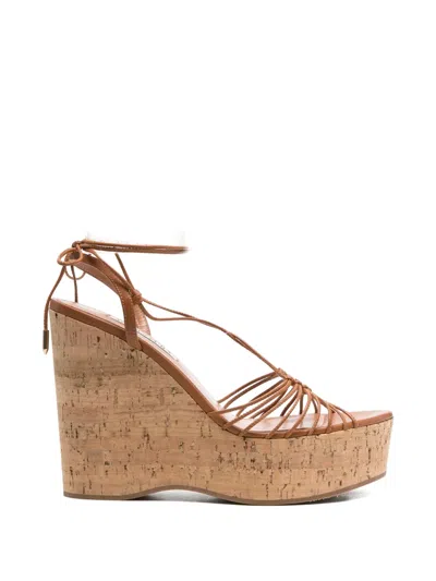 Aquazzura Ritmo Lace-up Platform Sandals In Brown
