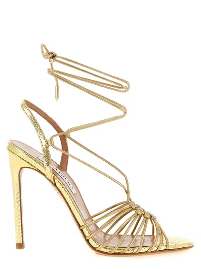 Aquazzura Ritmo Sandals Open Toe Strappy Design In Gold