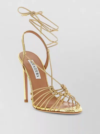 Aquazzura Ritmo Sandals Open Toe Strappy Design In Gold