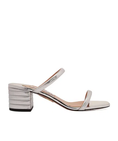 Aquazzura Riviera High Heel Sandals In Silver