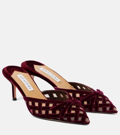 Aquazzura Romance 65 Velvet Mules In Red