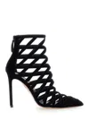 Aquazzura Strappy Velvet Bootie With Stiletto Heel In Black