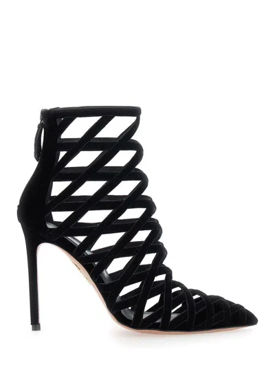 Aquazzura 'romance' Black Pumps With Interwoven Design