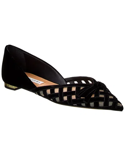 AQUAZZURA ROMANCE VELVET & MESH FLAT