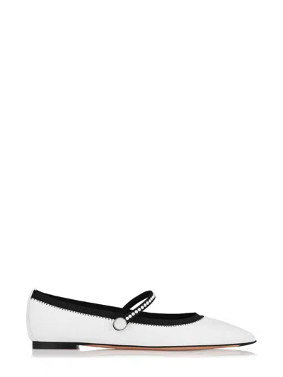 Aquazzura Romy Embellished Grosgrain-trimmed Leather Ballet Flats In White