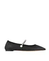 Aquazzura Romy Leather Pearly Mary Jane Ballerina Flats