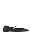 Aquazzura Romy Leather Pearly Mary Jane Ballerina Flats
