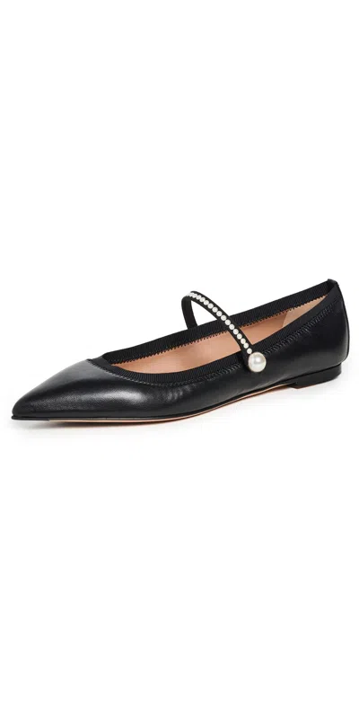 AQUAZZURA ROMY PEARL FLATS BLACK