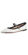 Aquazzura Romy Embellished Grosgrain-trimmed Leather Ballet Flats In White/black