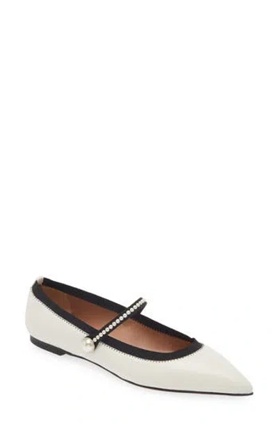 Aquazzura Romy Embellished Grosgrain-trimmed Leather Ballet Flats In White