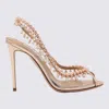 AQUAZZURA AQUAZZURA ROSE GOLD-TONE LEATHER TEMPTATION SANDALS