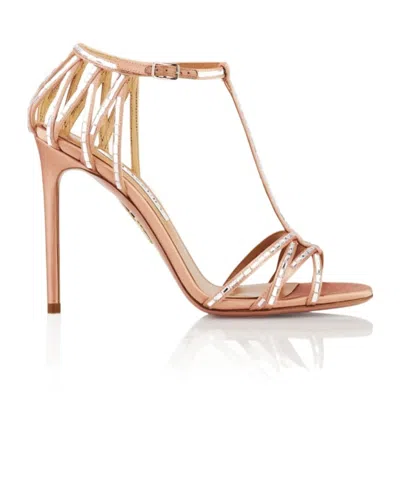 Aquazzura Round-headed High-heeled Sandals In Nude