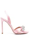 Aquazzura Heel Sandals With Cut-out Detailing And Embellished Bow In Pink