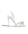 Aquazzura 105mm Very Bow Tie Satin Sandals In White
