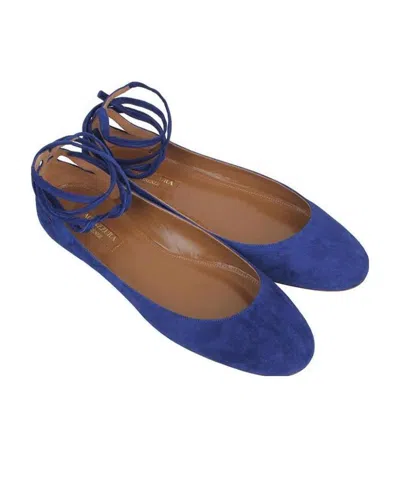 Aquazzura Round-headed Low-heeled Shoes In Blue