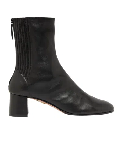 Aquazzura Round Toe Ankle Boots In Black