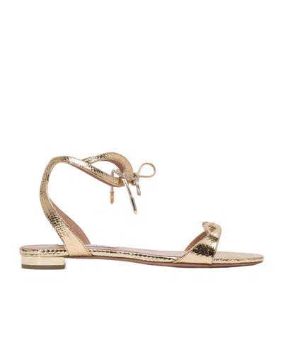 AQUAZZURA ROUND TOE FLAT SANDALS