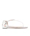 Aquazzura Frida Leather T-bar Flat Sandals In Silver