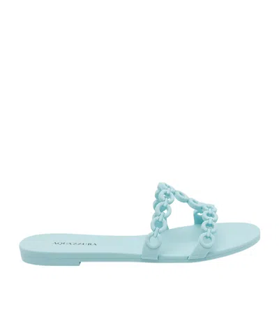 Aquazzura Round-toe Flat Slippers In Blue