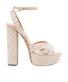 Aquazzura Heel Sandals With Braided Design And Platform Sole In Beige