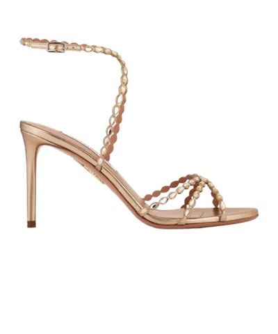 Aquazzura Round Toe High Heel Sandals In Brown
