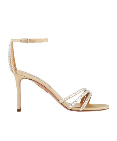 Aquazzura Round Toe High Heel Sandals In Nude