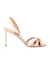 Aquazzura 85mm Tati Metallic Leather Sandals In Nude