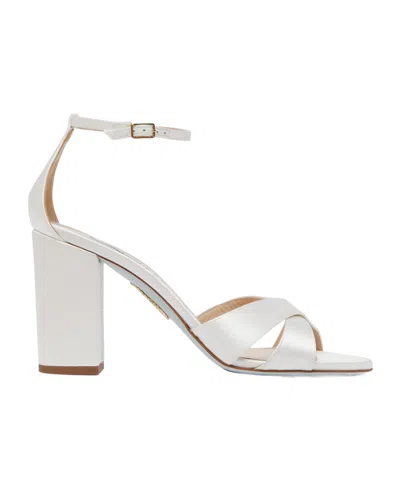 Aquazzura Round Toe High Heel Sandals In White