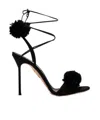 Aquazzura 105mm Cherry Kiss Pompom Tie Sandals In Black