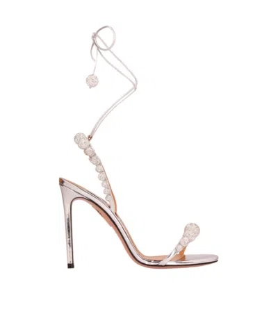 Aquazzura Round-toe High-heeled Sandals In White
