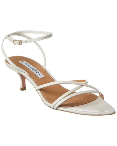 Aquazzura Roy 50 Leather Sandals In White