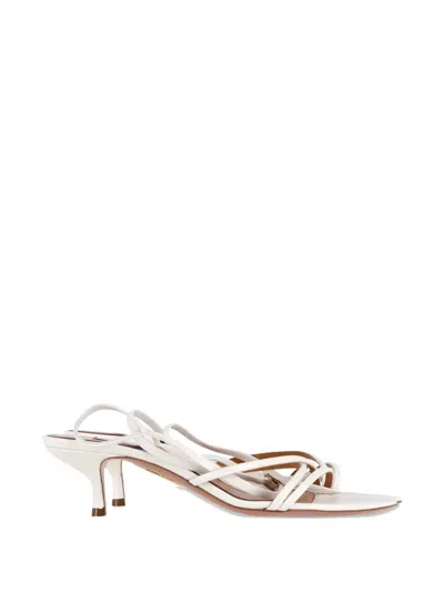 Pre-owned Aquazzura Roy 50 Leather Sandals In White
